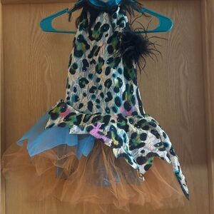 Leopard Print Kids Costume with Blue and Brown Accents